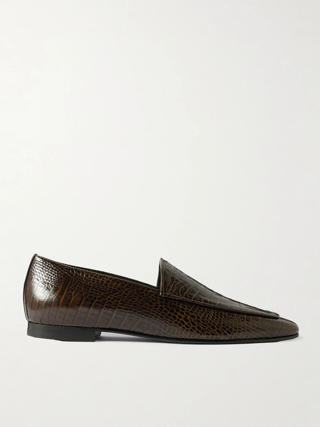  Tove   Cora Croc Effect Leather Loafers   Green 