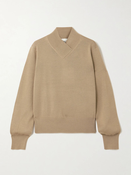  Tove   Detta Merino Wool And Silk Blend Sweater   Beige 