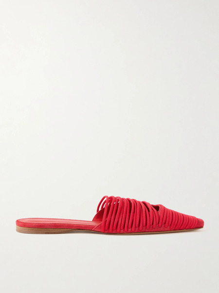 Tove   Kenly Cord Trimmed Suede Mules   Red 