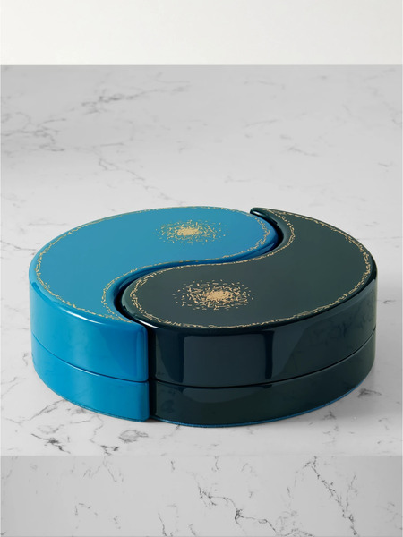  Trove   Yin Yang Lacquered Wood Jewelry Box   Navy 