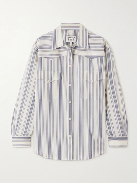  Twp   Dutton Striped Twill Shirt   Blue 