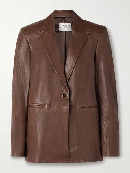  Twp   James Leather Blazer   Tan 
