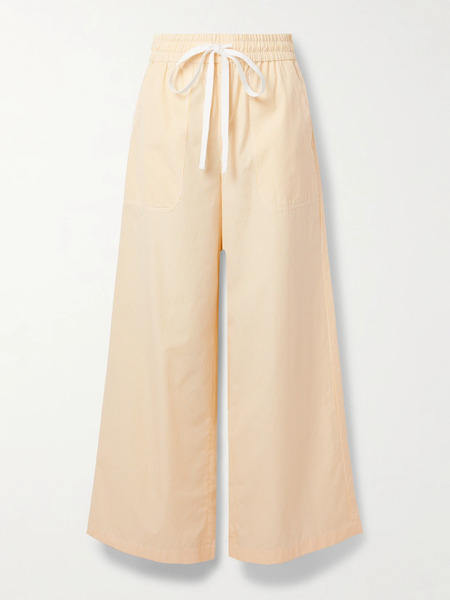  Twp   Main St. Striped Cotton Poplin Wide Leg Pants   Off White 
