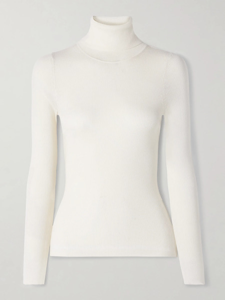  Twp   Ribbed Merino Wool Turtleneck Sweater   Ivory 