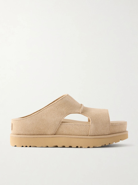  Ugg   Goldenstar Hi Cutout Slide Suede Flats   Camel 