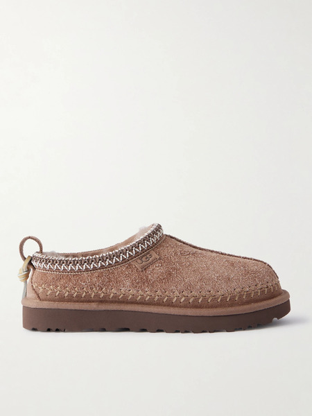 Ugg   Tasman Biarritz Shearling Lined Brushed Suede Slippers   Light Brown 