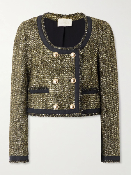 Ulla Johnson   Anisa Double Breasted Grosgrain Trimmed Metallic Tweed Jacket   Multi 