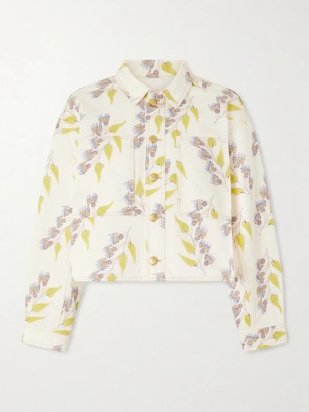  Ulla Johnson   Bobbi Cropped Printed Denim Jacket   Multi 