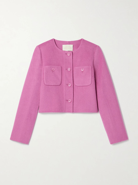  Ulla Johnson   Eve Cropped Wool Blend Felt Jacket   Pink 