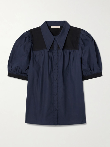  Ulla Johnson   Freja Washed Cotton Poplin Shirt   Navy 