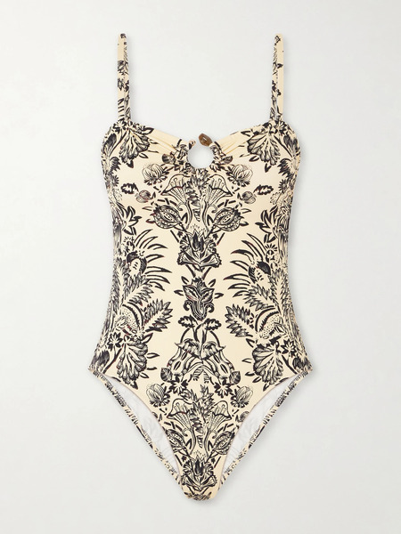  Ulla Johnson   Hydra Embellished Printed Swimsuit   Ivory 