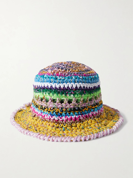 Ultraviolhat   Crocheted Cotton And Raffia Blend Bucket Hat   Multi 