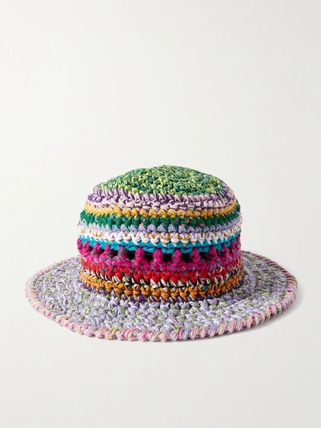  Ultraviolhat   Crocheted Cotton And Raffia Blend Bucket Hat   Multi 
