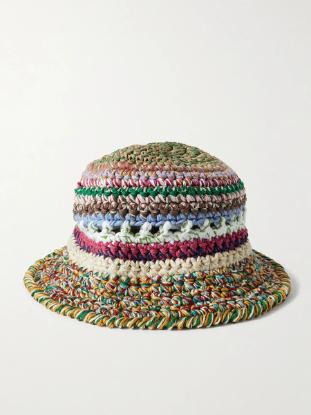  Ultraviolhat   Crocheted Cotton And Raffia Blend Bucket Hat   Multi 