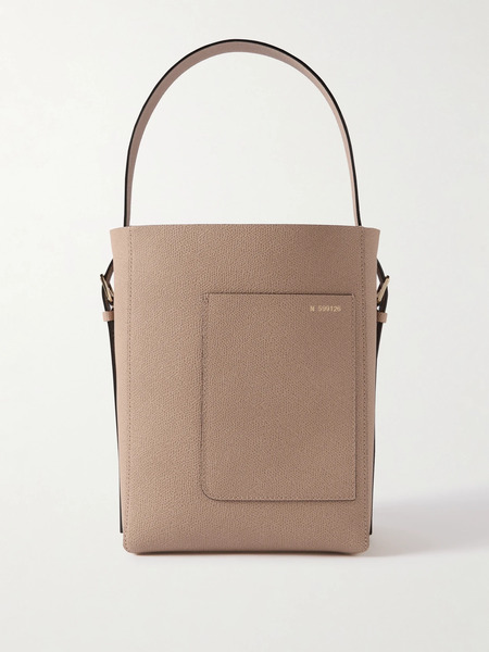  Valextra   Small Textured Leather Bucket Bag   Beige 