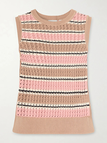  Varley   Deeley Striped Crochet Cotton Vest   Multi 