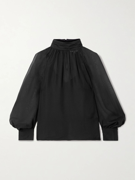 Veronica Beard   Alyssa Silk Chiffon Blouse   Black 
