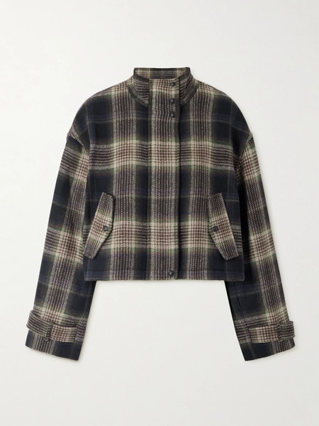  Veronica Beard   Bateman Checked Wool Blend Jacket   Blue 
