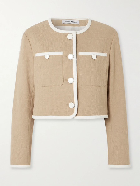  Veronica Beard   Beale Cotton Blend Tweed Jacket   Camel 