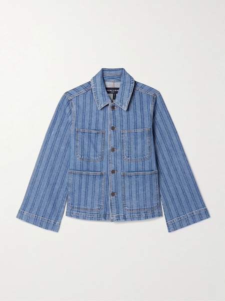  Veronica Beard   Dahl Striped Denim Jacket   Blue 