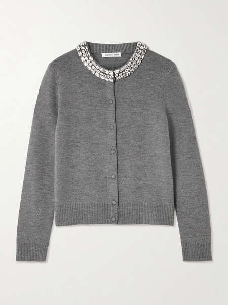  Veronica Beard   Daro Crystal Embellished Wool Cardigan   Gray 