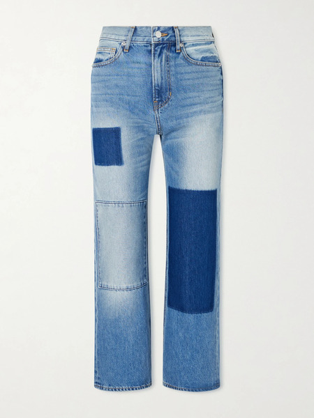  Veronica Beard   Dylan High Rise Wide Leg Patchwork Jeans   Mid Denim 