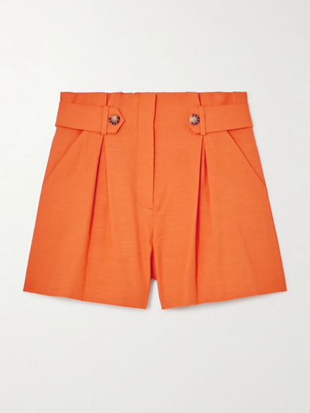  Veronica Beard   Franzi Pleated Linen Blend Shorts   Orange 