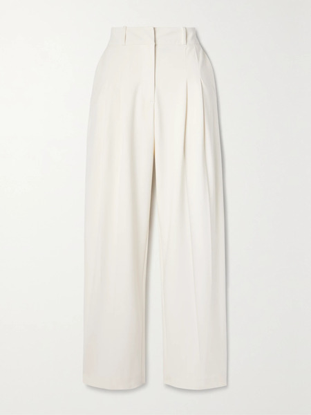  Veronica Beard   Lagarde Pleated Crepe Wide Leg Pants   Off White 