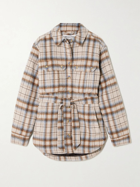  Veronica Beard   Mikaela Belted Checked Flannel Jacket   Multi 