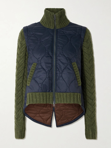  Veronica Beard   Patra Cable Knit Wool Blend And Quilted Shell Jacket   Multi 