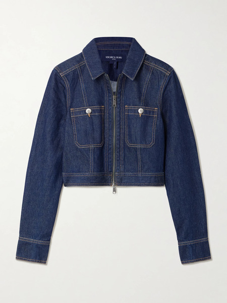  Veronica Beard   Patty Cropped Denim Jacket   Navy 