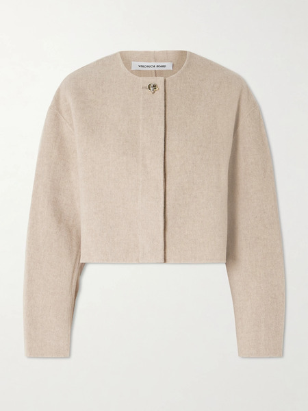  Veronica Beard   Philips Cropped Wool Blend Jacket   Beige 