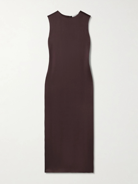  Veronica De Piante   Alessia Washed Silk Midi Dress   Plum 