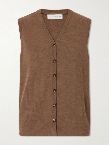  Veronica De Piante   Alice Merino Wool Cardigan Vest   Camel 