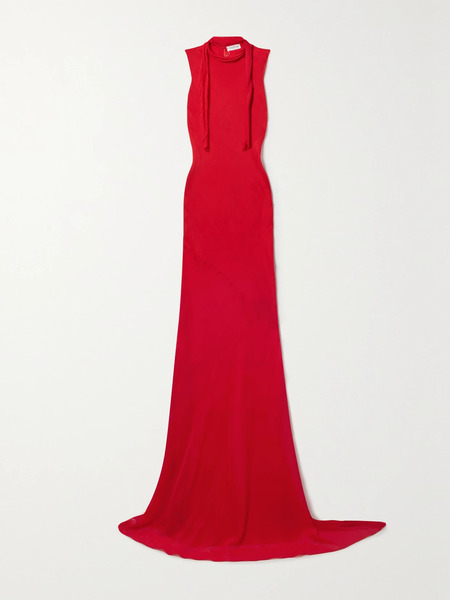  Veronica De Piante   Christy Wool And Silk Blend Georgette Gown   Red 