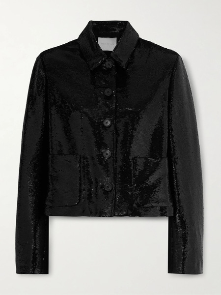  Veronica De Piante   Ines Cropped Sequined Crepe Jacket   Black 