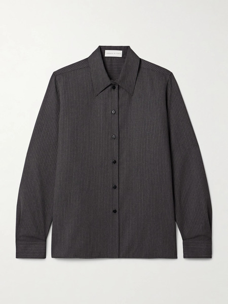  Veronica De Piante   Livia Pinstriped Wool Twill Shirt   Dark Gray 