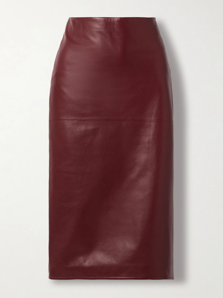  Veronica De Piante   Nova Leather Midi Skirt   Red 