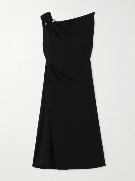  Versace   Embellished Draped Crepe Jersey Mini Dress   Black 