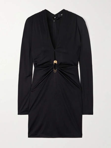  Versace   Embellished Jersey Mini Dress   Black 