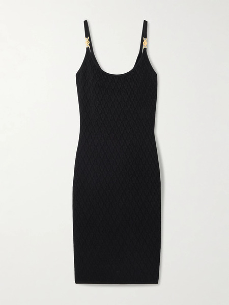  Versace   Embellished Knitted Midi Dress   Black 