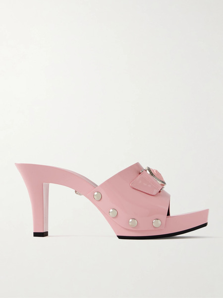  Versace   Embellished Patent Leather Mules   Pink 