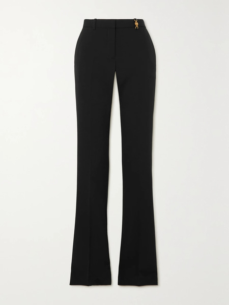  Versace   Embellished Stretch Wool Flared Pants   Black 