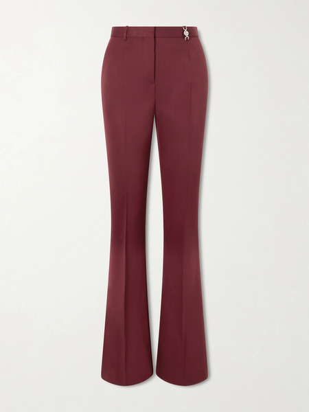  Versace   Embellished Stretch Wool Flared Pants   Burgundy 