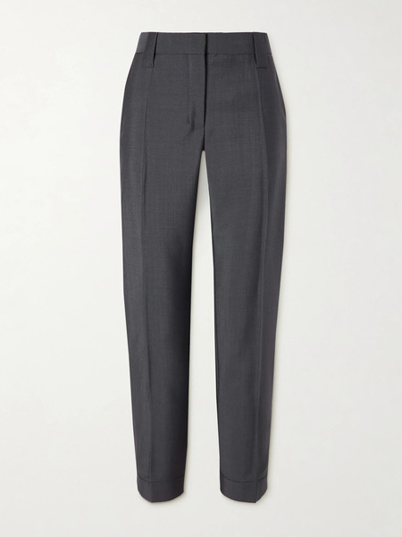  Versace   Formal Mohair And Wool Blend Straight Leg Pants   Dark Gray 