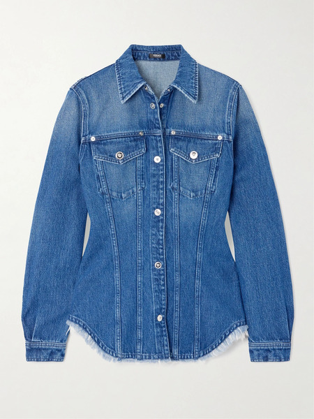  Versace   Frayed Denim Shirt   Blue 