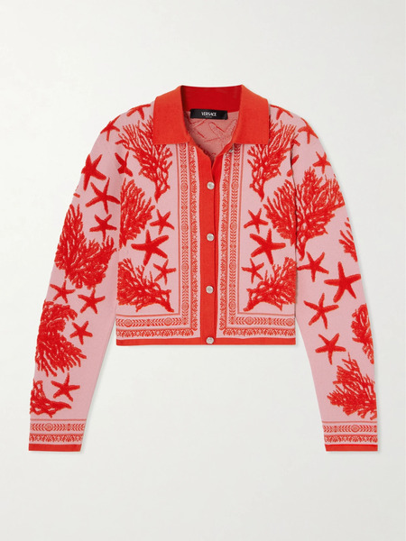  Versace   Jacquard Knit Cardigan   Red 