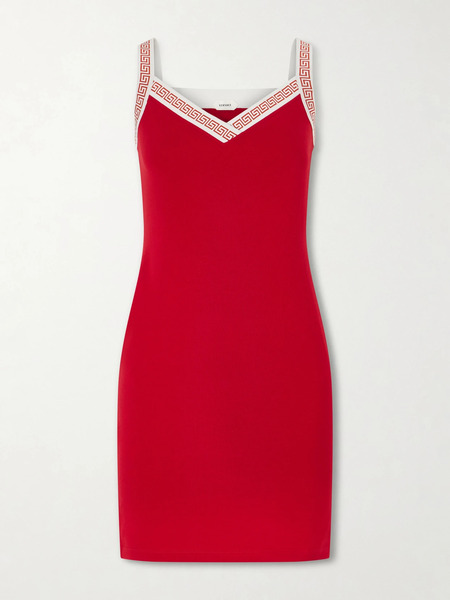  Versace   Logo Jacquard Cotton Jersey Mini Dress   Red 