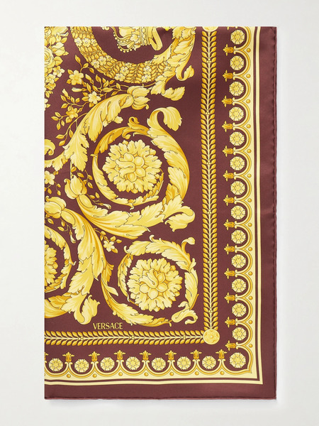  Versace   Printed Silk Twill Scarf   Gold 