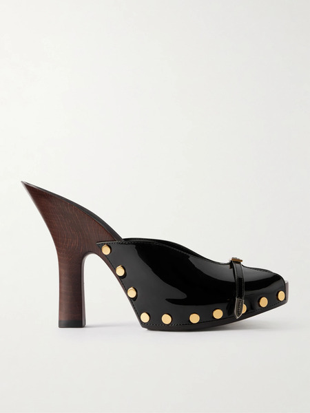  Versace   Sassi Patent Leather Clogs   Black 